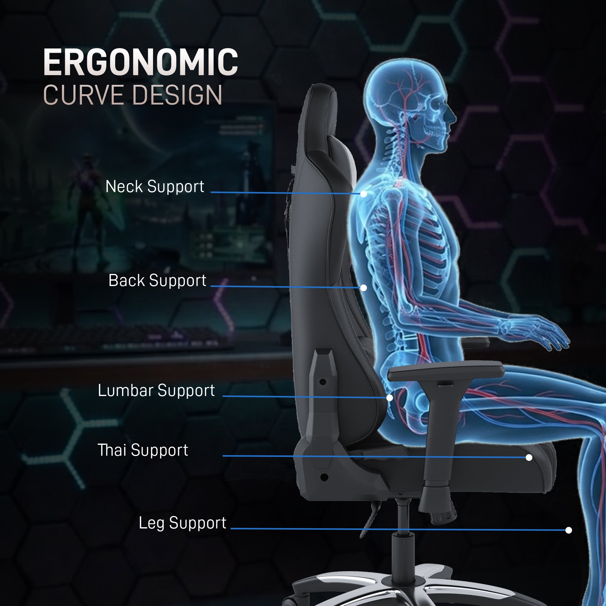 IAFA Black Orion High back Gaming Chair IAFA