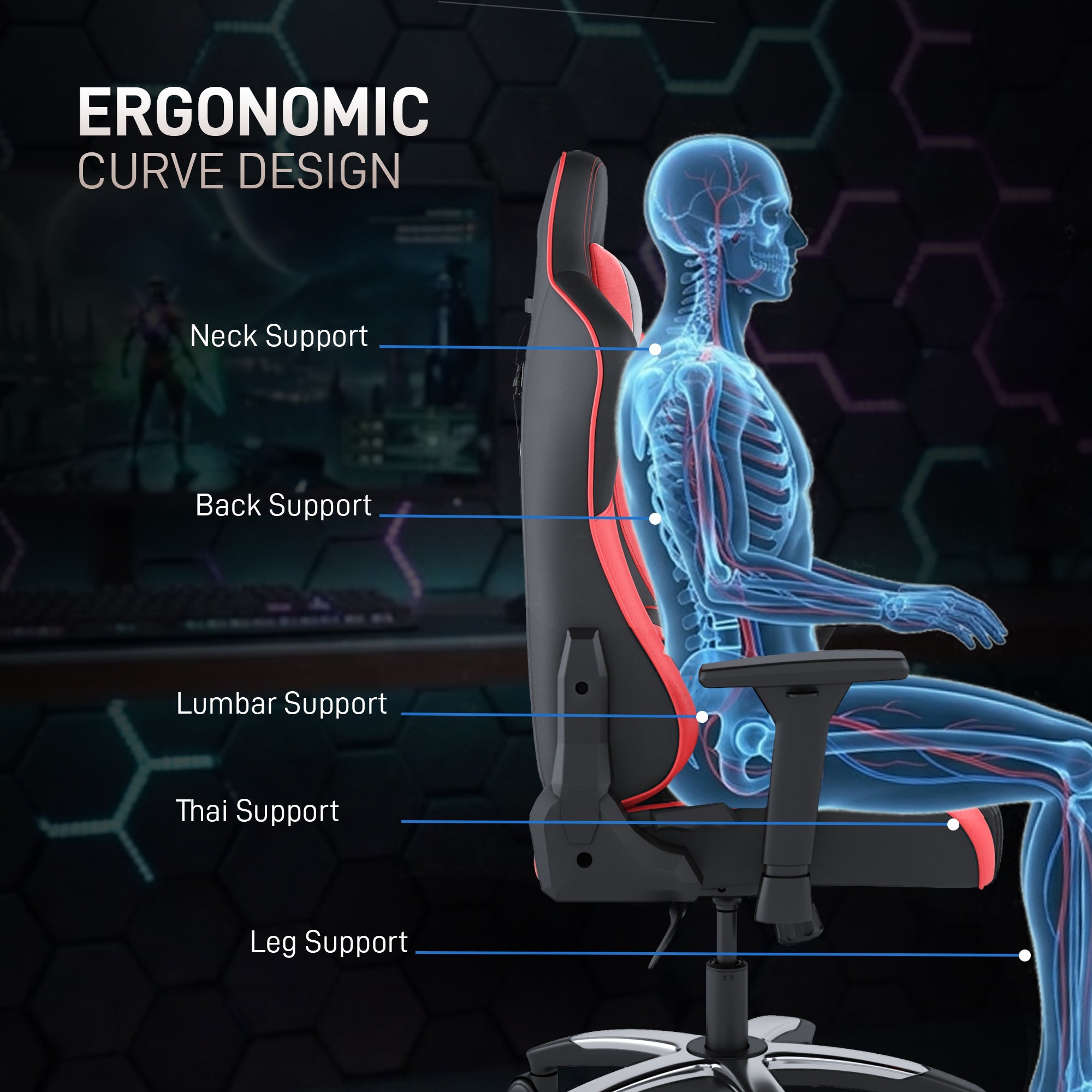 IAFA Black-Red Orion High back Gaming Chair IAFA