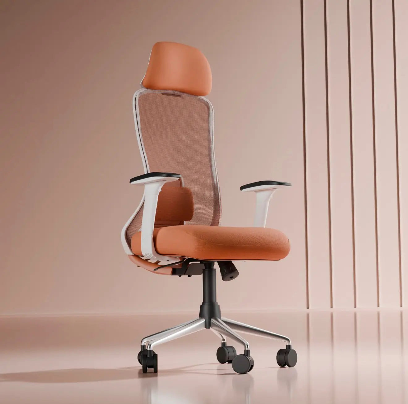 IAFA- BEIGE BROWN BOSCO HIGH BACK ERGONOMIC CHAIR Iafa Furniture Private Limited