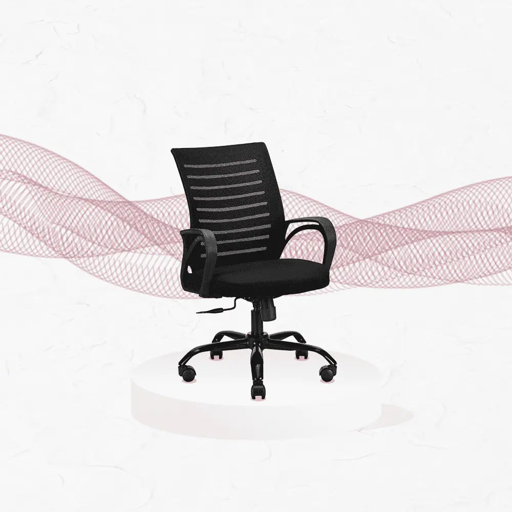 diego black mid back ergonomic office chair