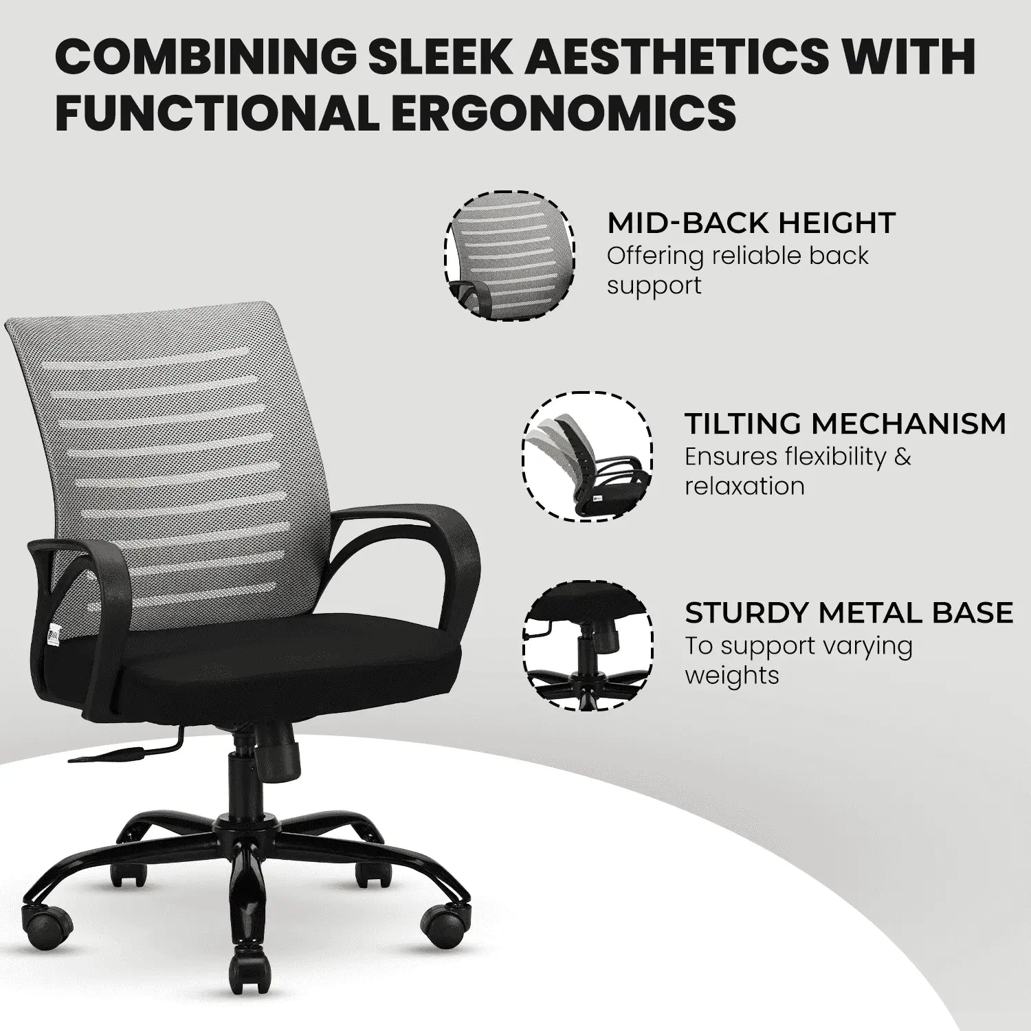 diego black grey office chair