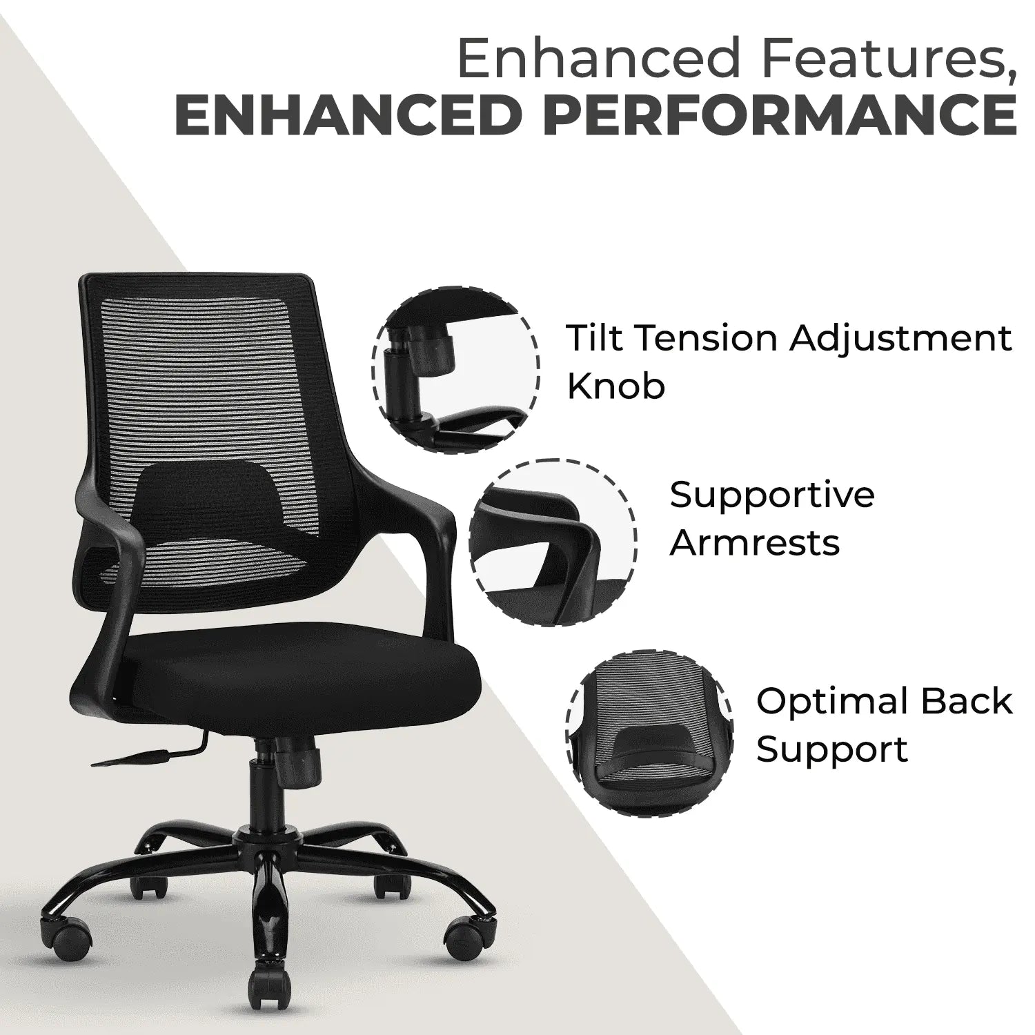 black pearl mid back ergonomic chair