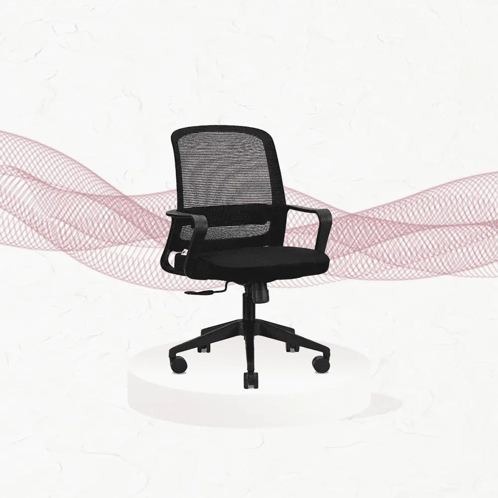 rico black mid back ergonomic office chair