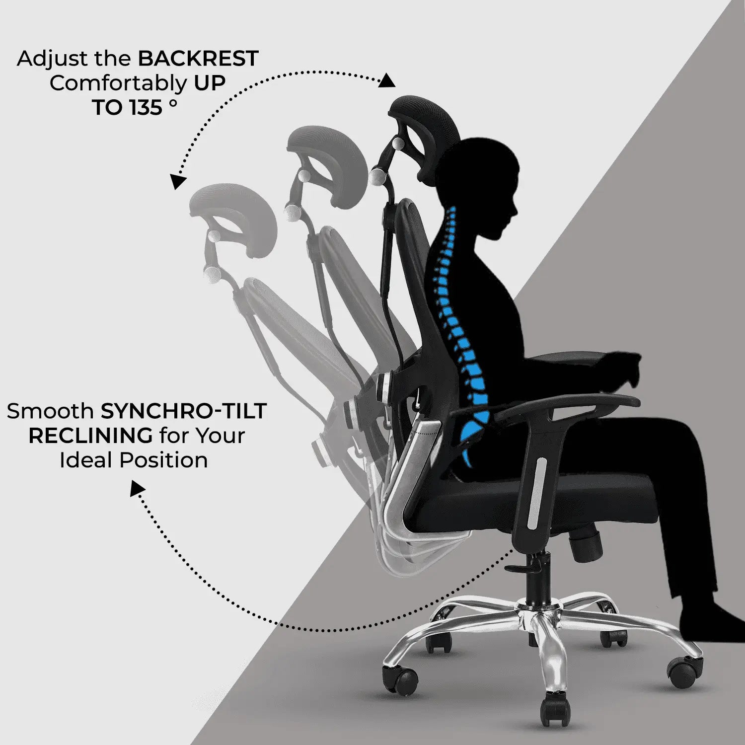 zenith black high back office chair