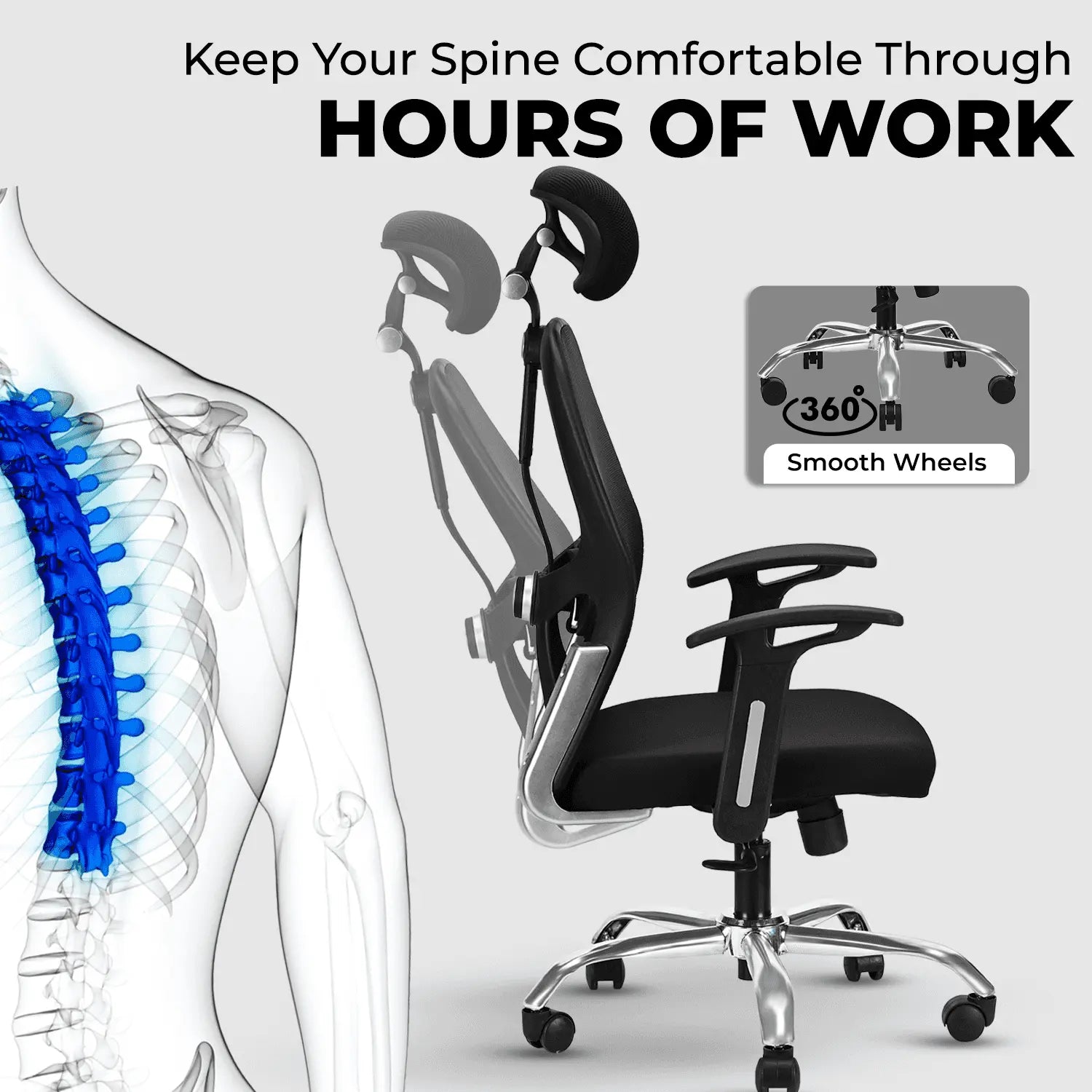 zenith black high back office chair