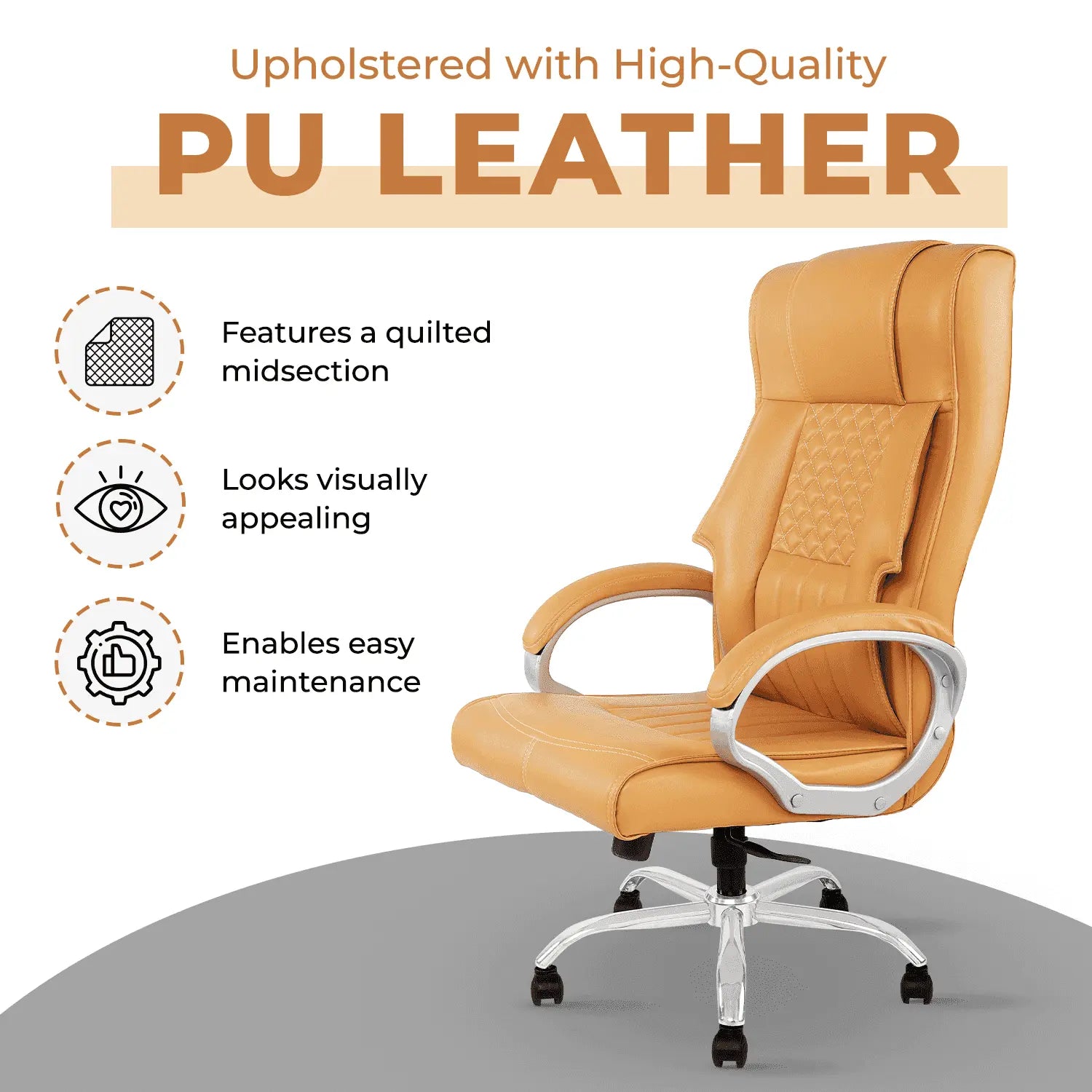 IAFA Bronze Imperium Office Chair upholstered in PU leather with quilted midsection, offering easy maintenance and visual appeal.