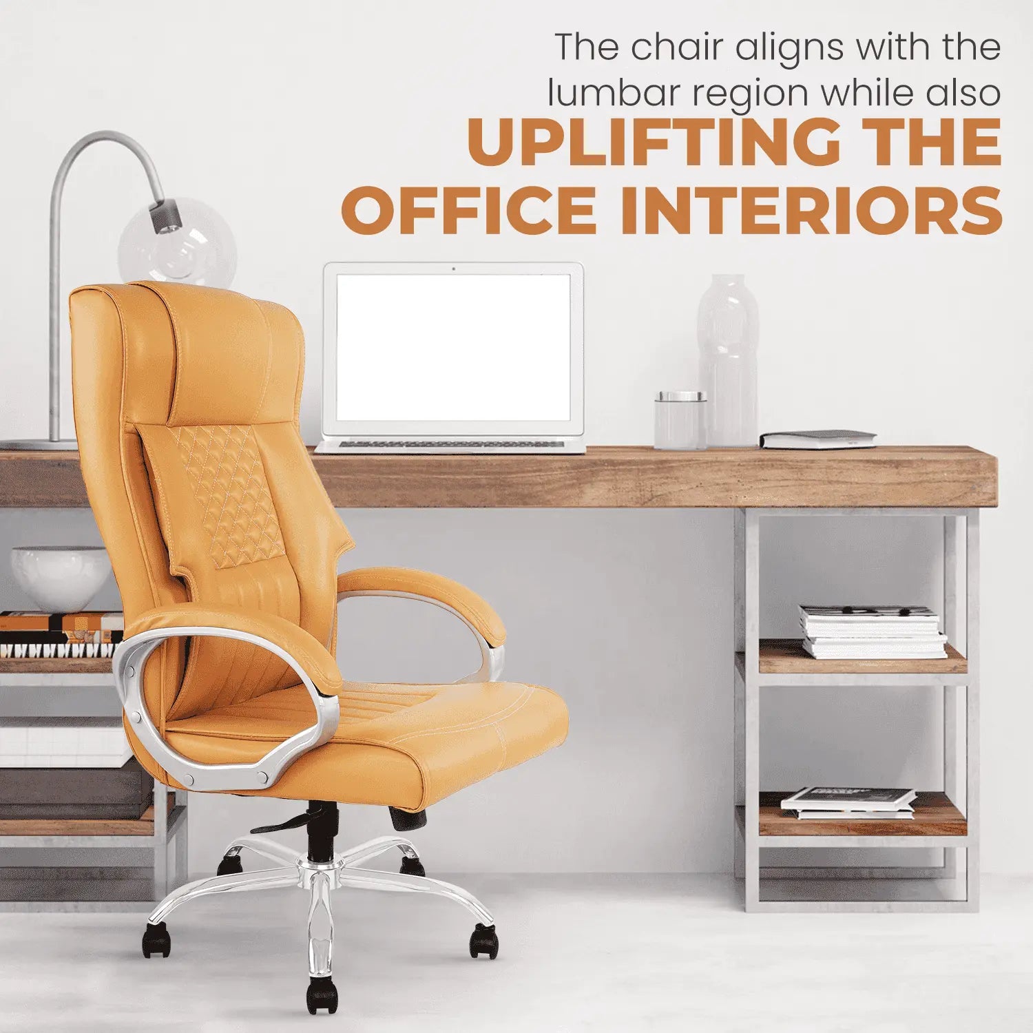 IAFA Bronze Imperium Office Chair enhancing office interiors with lumbar support and stylish leatherette design.