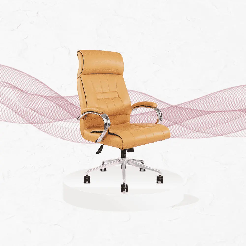 IAFA Bronze Leatherette Office Chair with ergonomic high back design and chrome base, ideal for home or office workspace comfort.