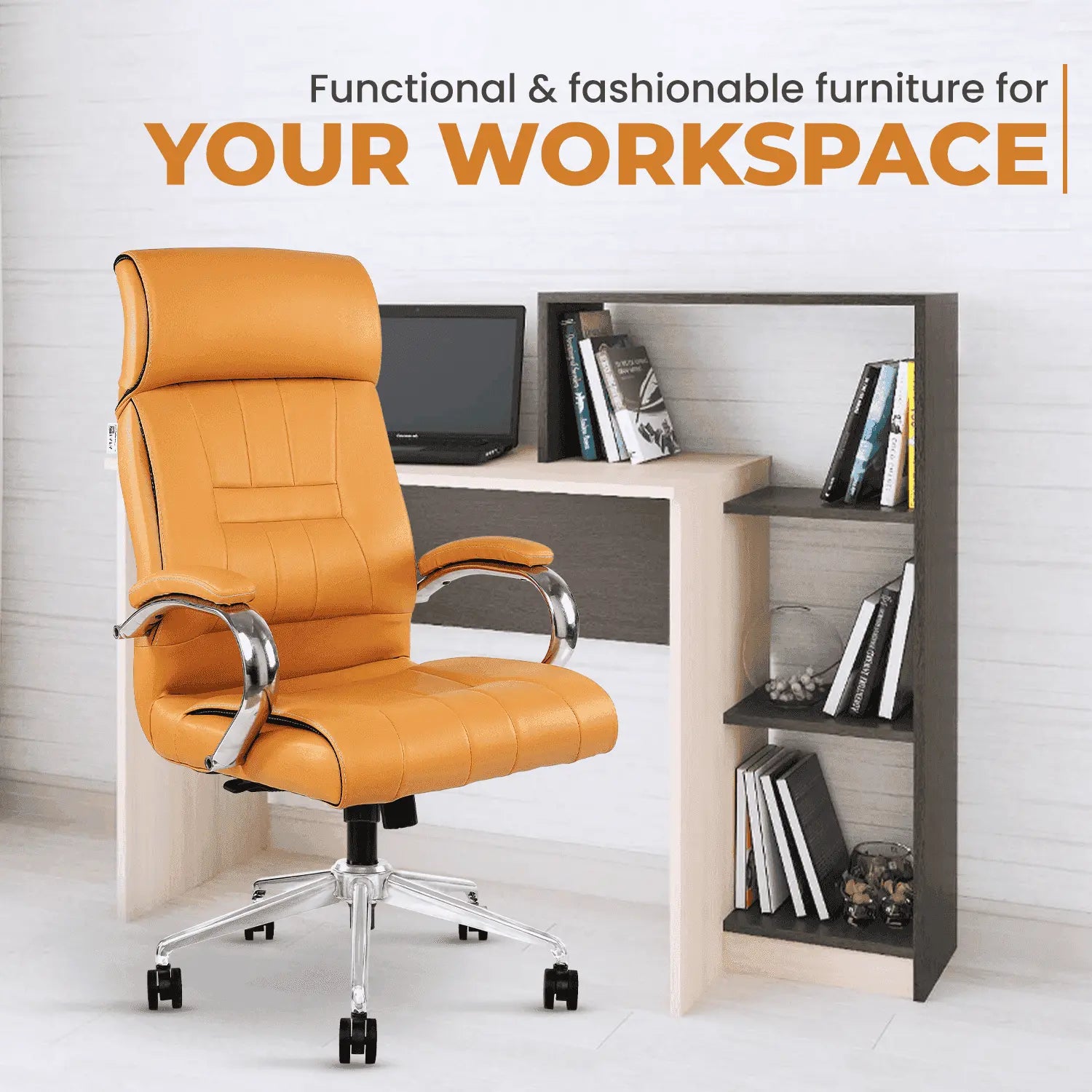 Stylish IAFA Bronze Leatherette Office Chair in a modern workspace, combining functionality and fashion for home or office use.