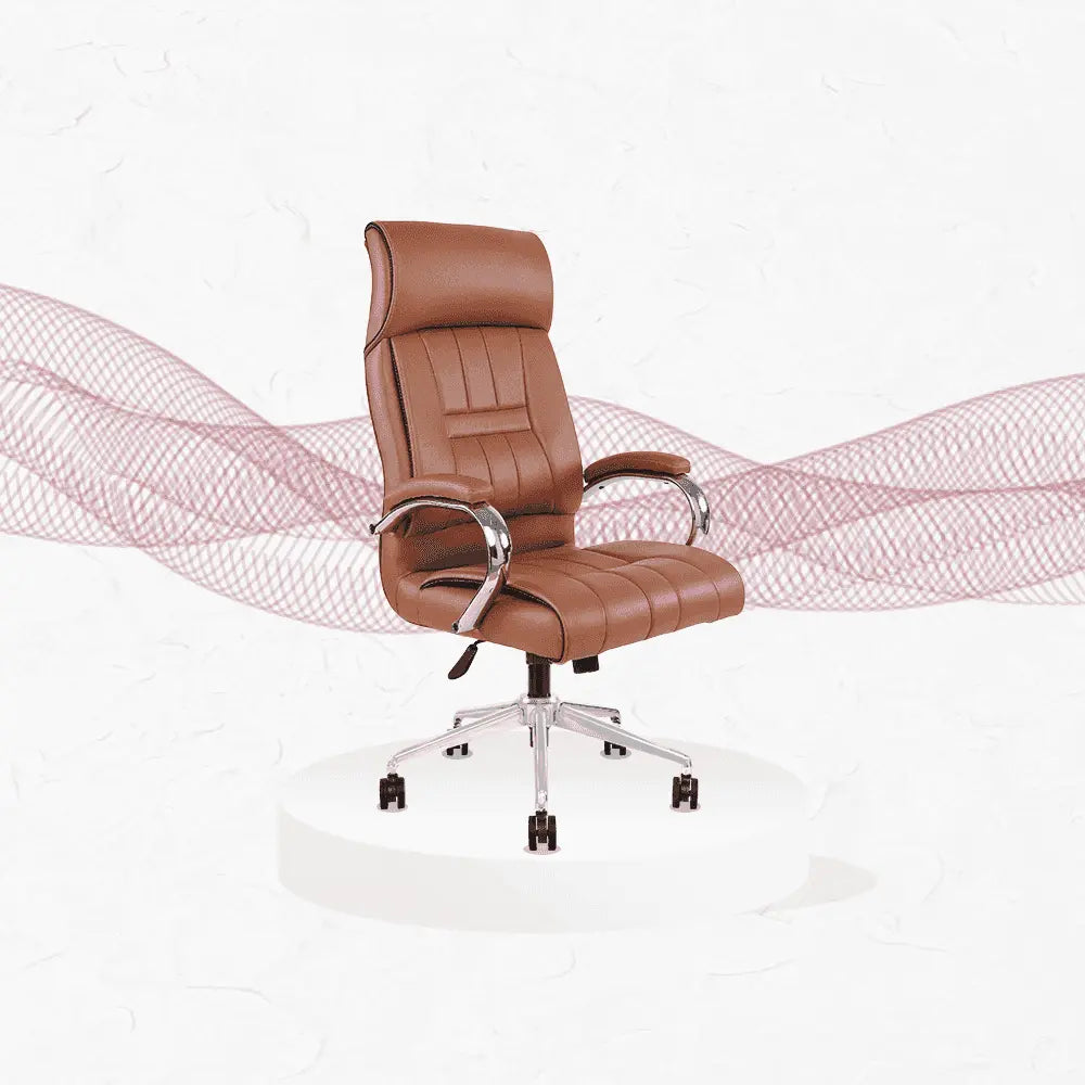 Brown Leatherette Office Chair by IAFA with ergonomic high back design and chrome base, ideal for home or office workspace seating.