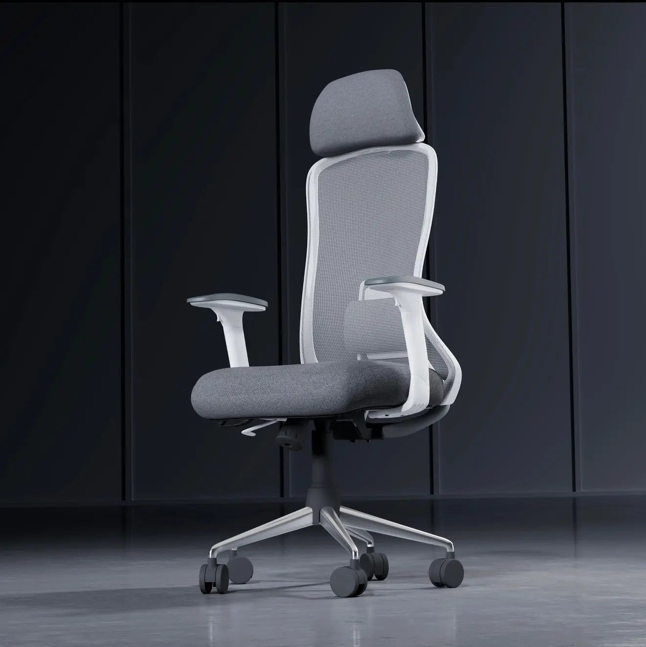 IAFA - WHITE GREY BOSCO HIGH BACK ERGONOMIC CHAIR Iafa Furniture Private Limited