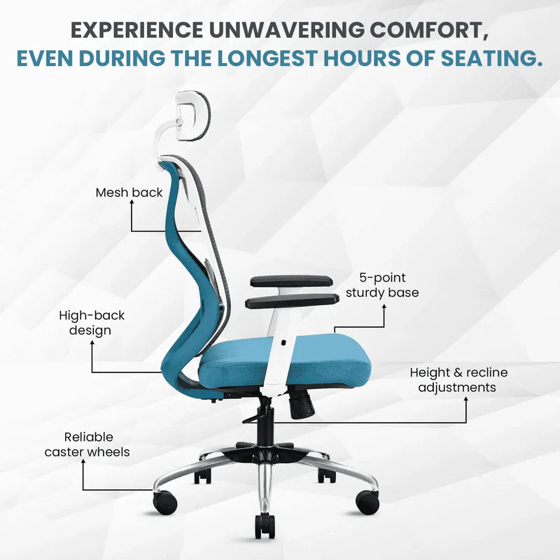 ergolux white/green high back ergonomic office chair