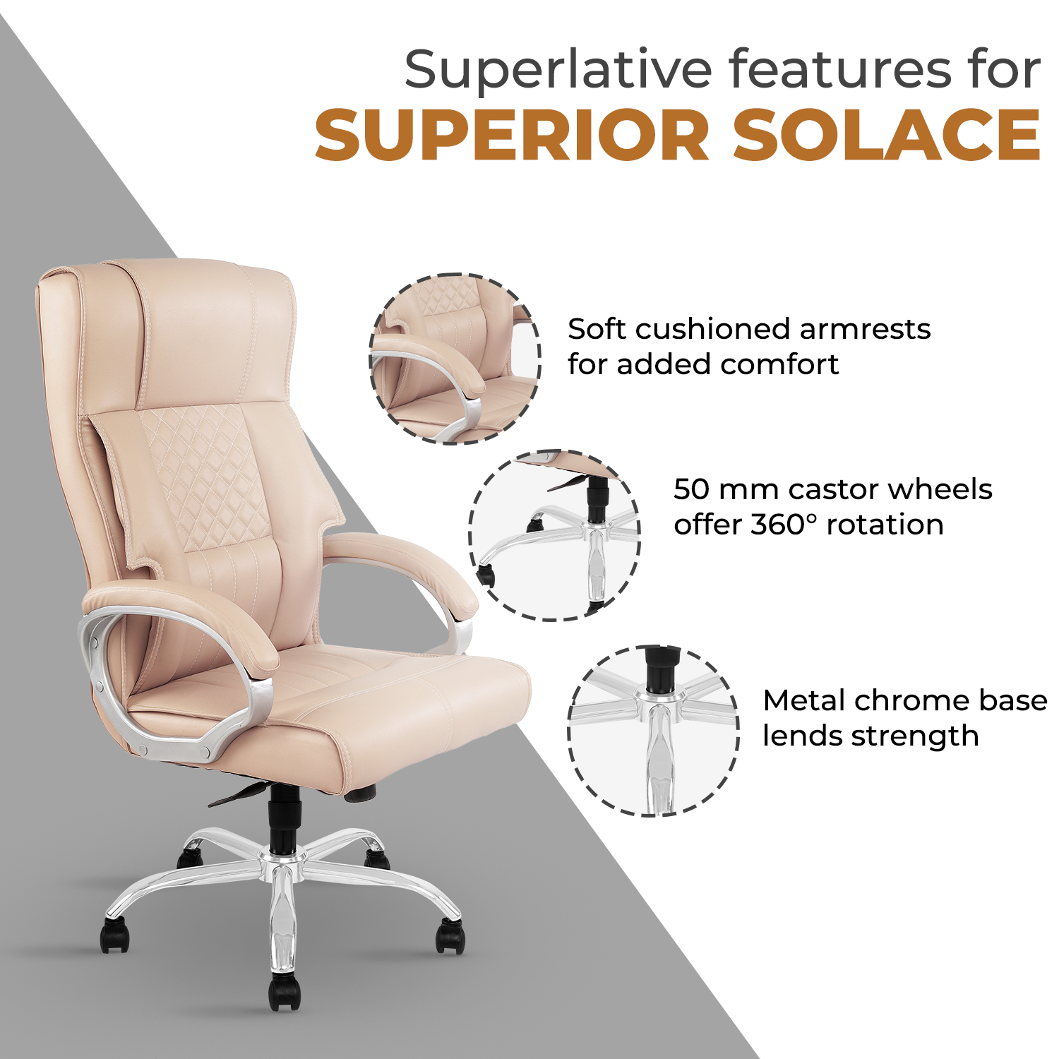 IAFA- Beige Imperium Leatherette Home/Office Desk Chair