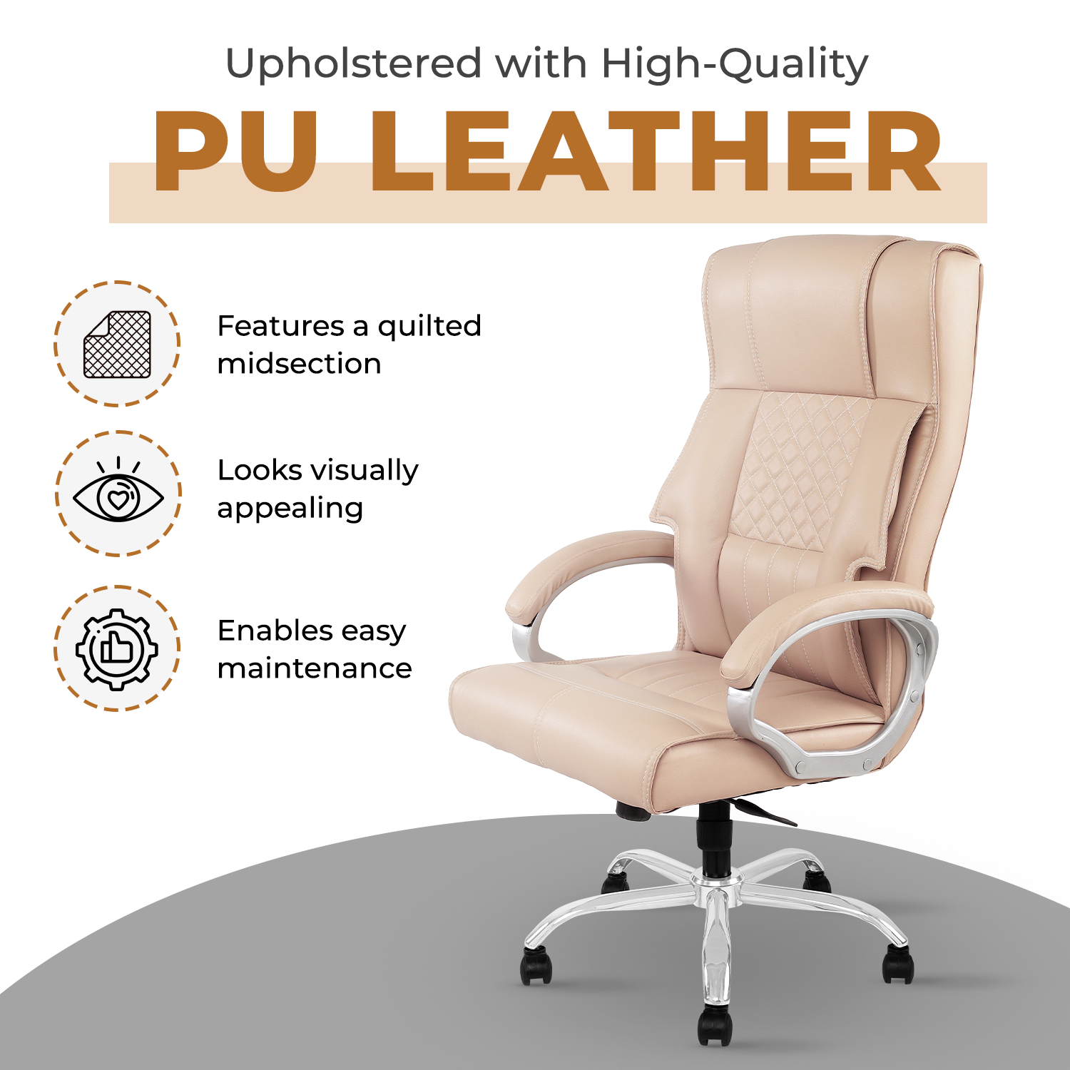 IAFA- Beige Imperium Leatherette Home/Office Desk Chair