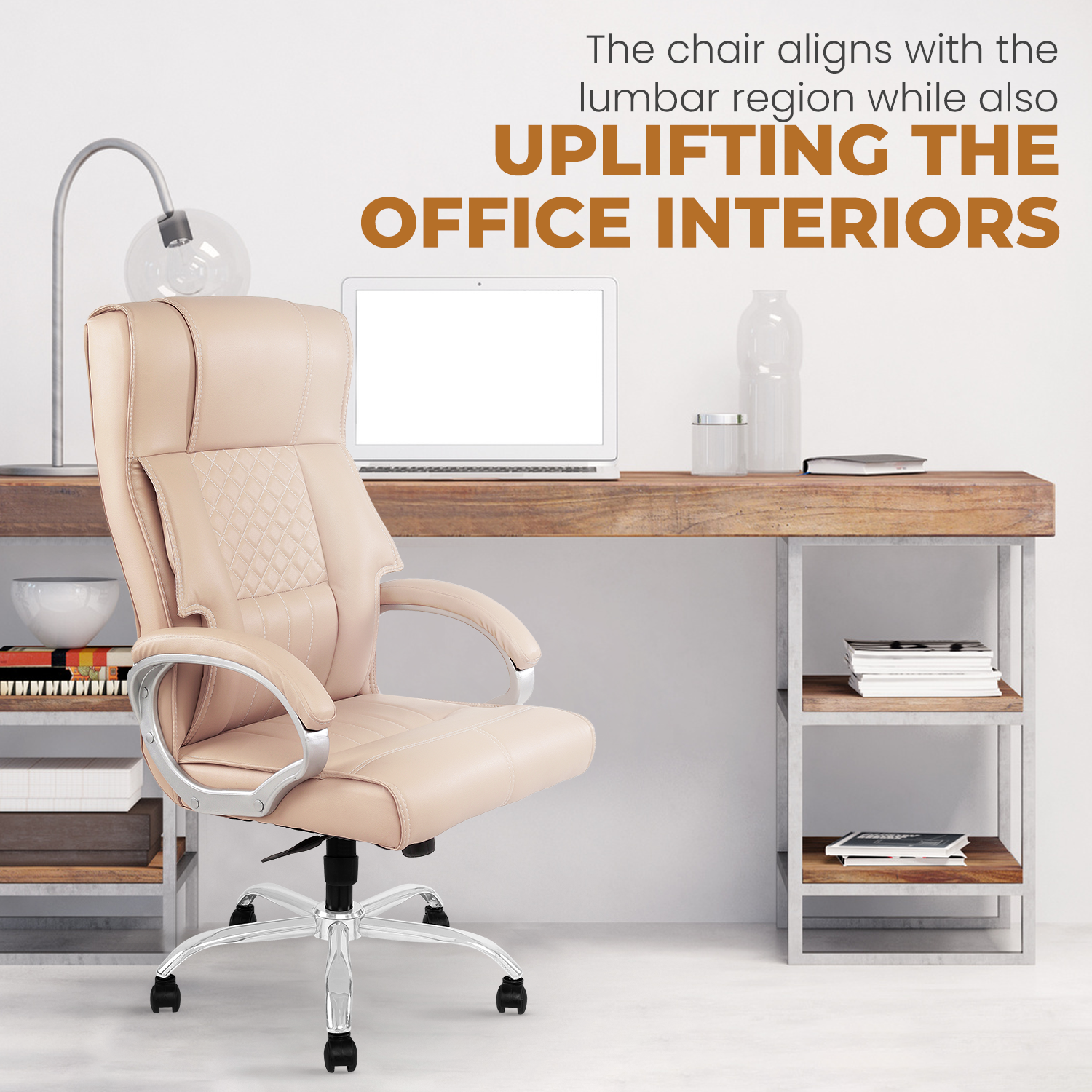 IAFA- Beige Imperium Leatherette Home/Office Desk Chair