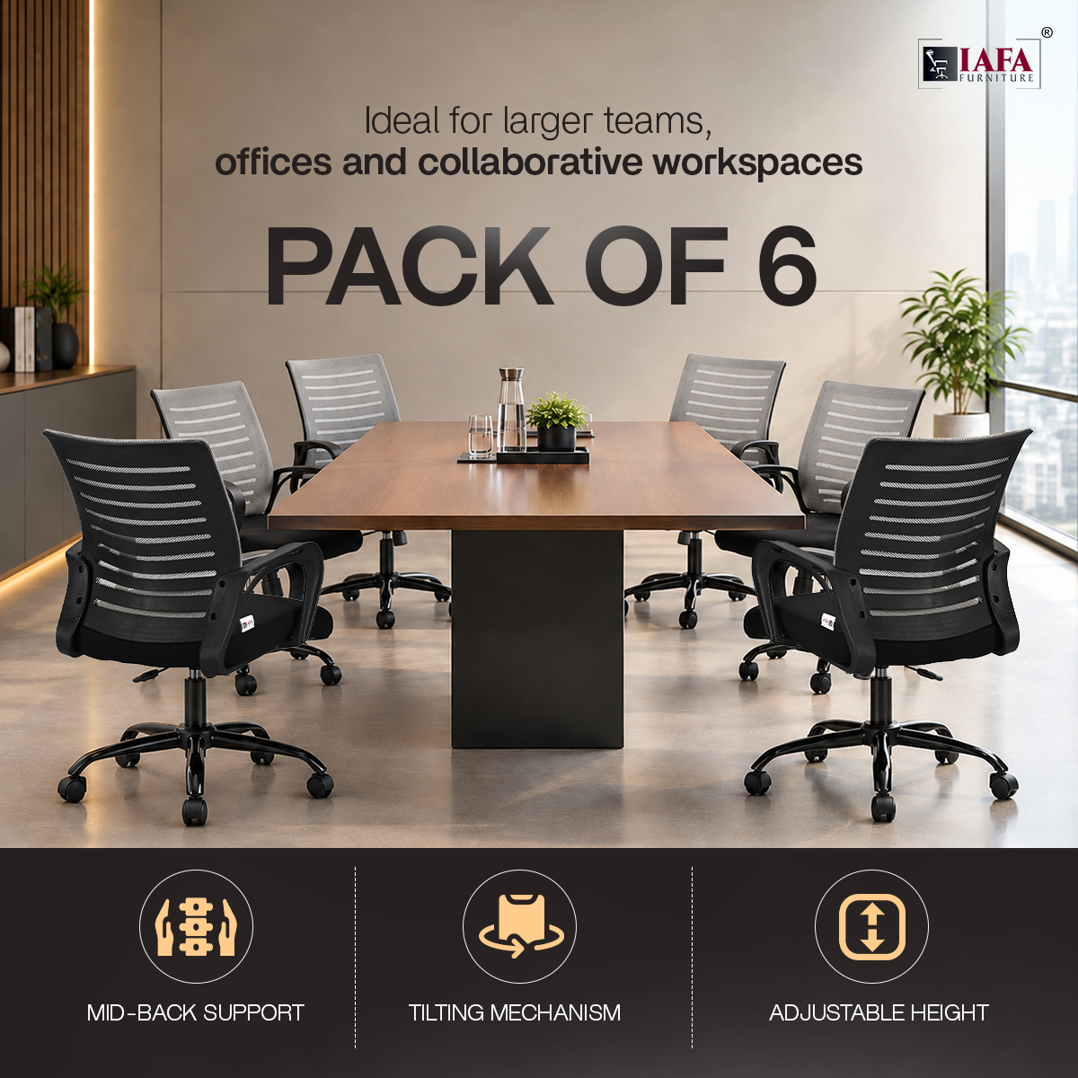 IAFA Black Gray Diego Mid Back Office Chair
